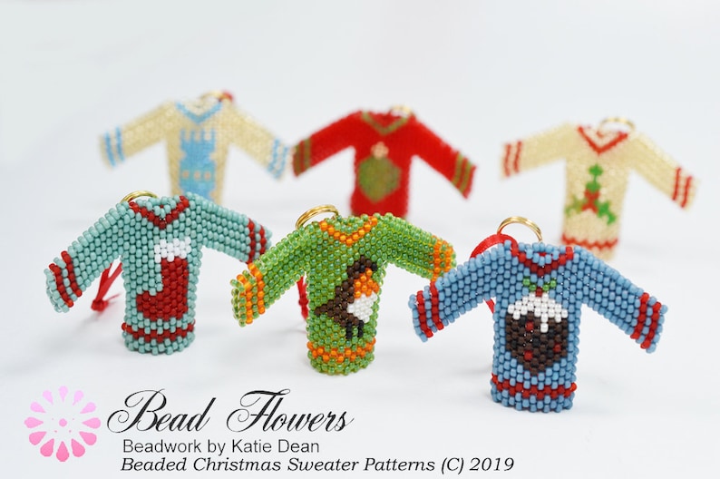Beading Tutorial to make Miniature Christmas Sweater Tree Ornaments image 1