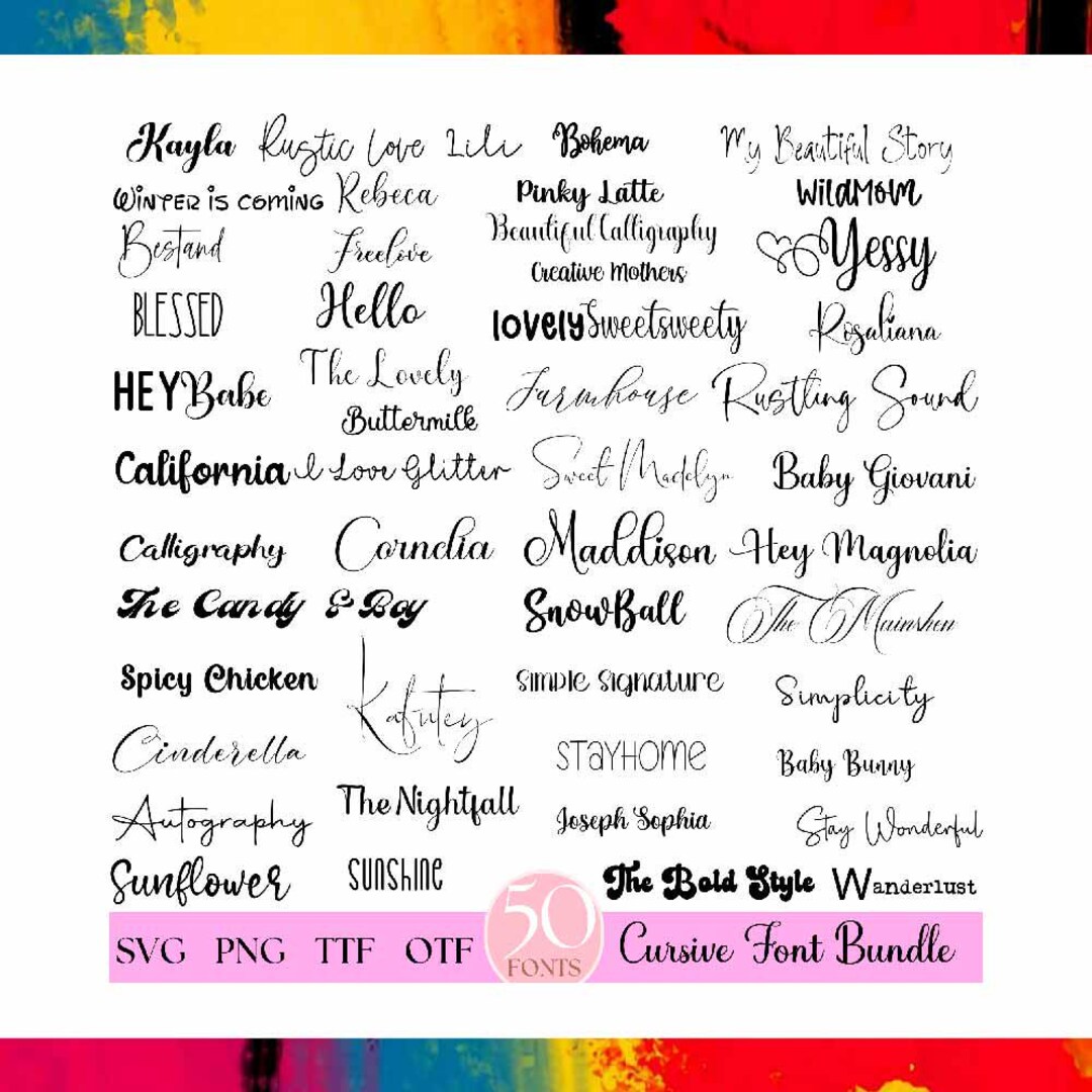 The Ultimate 50 Fonts - Font Bundle Ttf Svg Heart Font, Cricut, Canva ...
