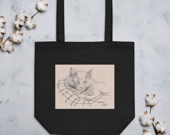 Artstyles Cats Organic Cotton Eco Tote Bag - Pointillism Cat