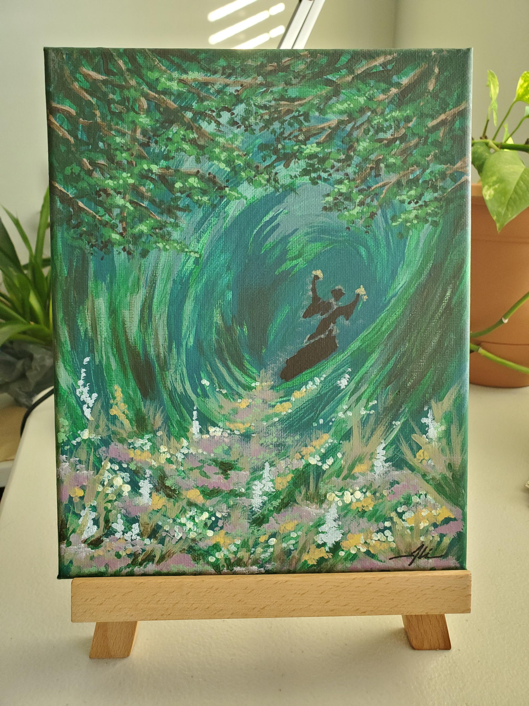 Peinture acrylique sur toile originale - « La tonnelle de Mère Nature »