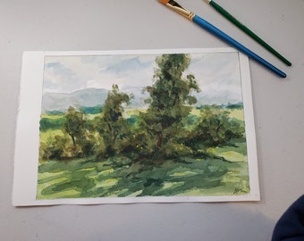 Original Art Watercolor Landscape Study