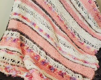 Baby / Crib Blanket / Throw "Pink Licorice"  Hand-Knitted