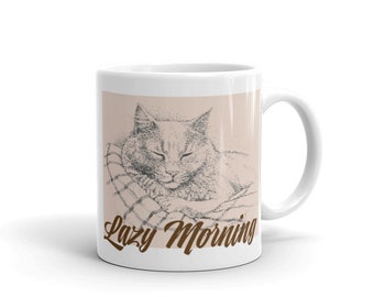 Lazy Morning Cat Mug - Artstyles Cats Pointillism Cat