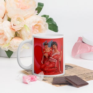 Venus y Cupido Kimono Japonés Taza de Café de San Valentín