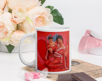 Venus and Cupid Japanese Kimono Valentine Coffee Mug