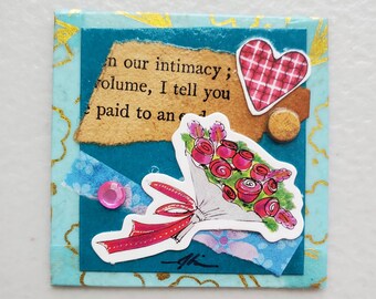 Mini Collage - Wedding Theme - Handmade Teeny Collage Art