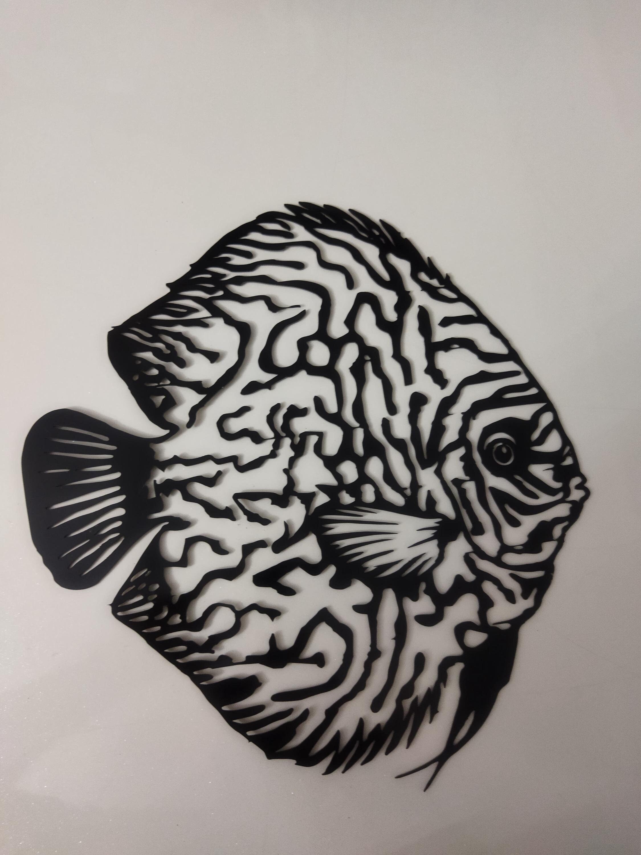 Image showcasing Discus Fish Metal Wall Art, Fish Bathroom Wall Art, Housewarming Gift ...