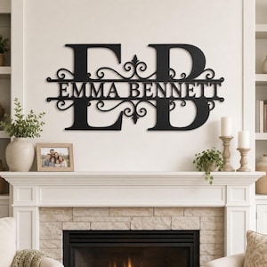 Personalized Split Letter Monogram Metal Sign, Custom Name Wall Decor ...