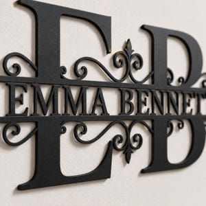 Personalized Split Letter Monogram Metal Sign, Custom Name Wall Decor ...