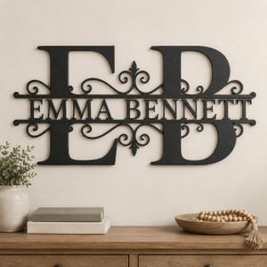 Personalized Split Letter Monogram Metal Sign, Custom Name Wall Decor ...