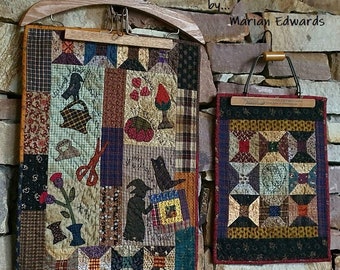 PDF Downloadable Pattern Prim Whimsical Quilt Wall hanging & Doll Quilt Duo ~ Stitch Witch by Marian Edwards