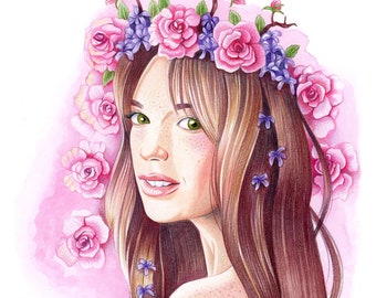 Romantic portrait Jemma with roses