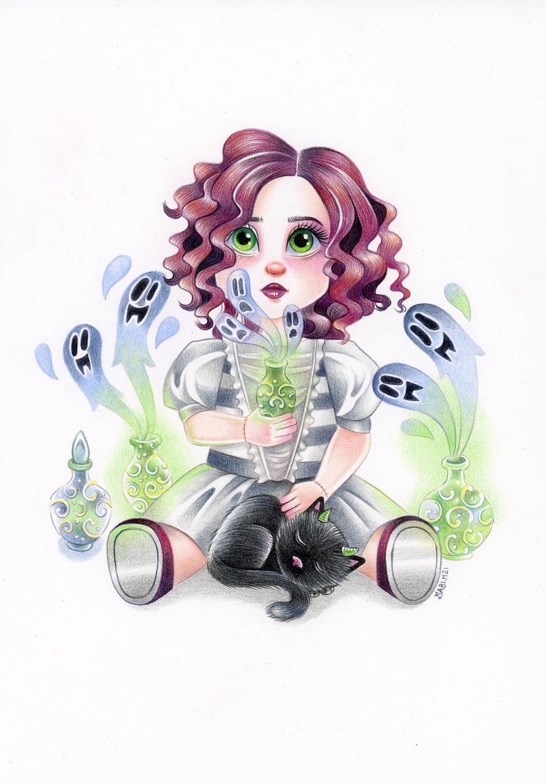 Gothic doll with potion and ghosts image 1