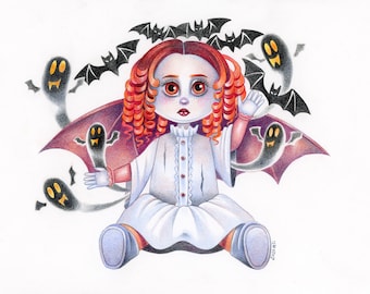 Gothic vampire doll and bat