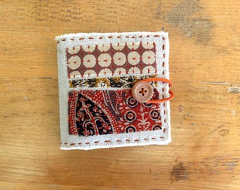 Handmade Needle Book - visible mending patching and stitches - One of a Kind
