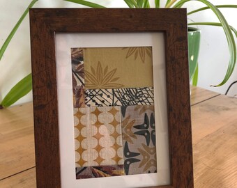 Small Framed Fabric Collage - 5" x 7" - Printed Textile Art