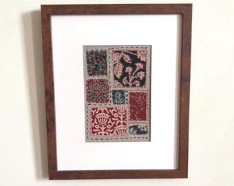 Framed Fabric and Stitch Art - Visible Mending as Decorative Art