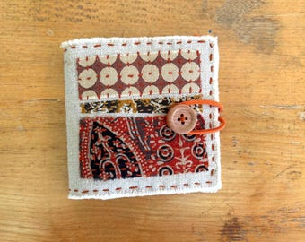 Handmade Needle Book - visible mending patching and stitches - One of a Kind