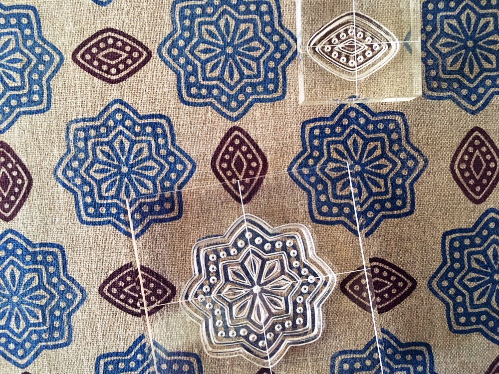 Temple Garden Block Print Fabric Stamp Set Textile Printing Clear