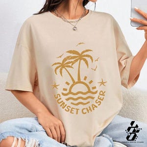 Comfort Colors® Coconut Girl Sunset chaser Oversized t-shirt summer vacation beach shirt Salty Mermaidcore tee for surfer Summer vibes tee
