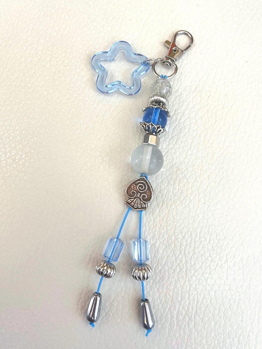Light Blue Beaded Keychain | Pale Blue Beaded Keychain - Etsy