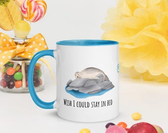 Mug with Color Inside - Sleepy seal on a rock