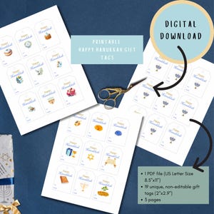 Printable Hanukkah Gift Tags - Bundle | Jewish Holiday Gift Tags Happy Hanukkah