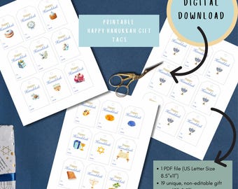 Printable Hanukkah Gift Tags: Unique Holiday Bundle (PDF)
