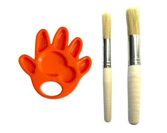 ChildGen Paint Palette and Brush Set | Natural Wood, Safe Art Supplies