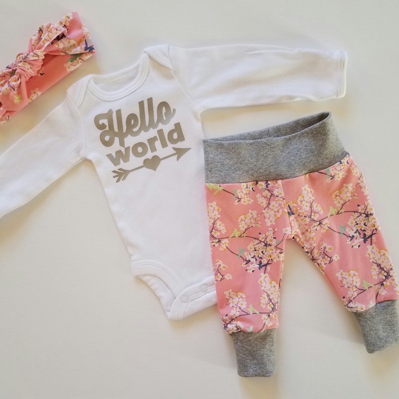 Newborn Girl Coming Home Outfit Baby Girl Coming Home Outfit Coming Home Outfit Girl Sip and See Pink Floral. Girl Coming Home Outfit