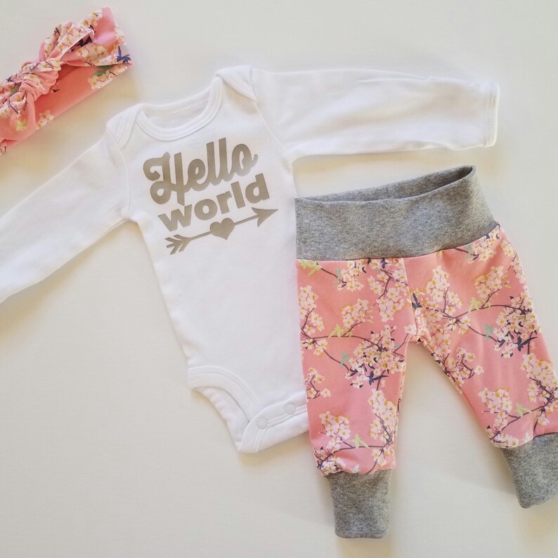Newborn Girl Coming Home Outfit Baby Girl Coming Home Outfit Coming Home Outfit Girl Sip and See Pink Floral. Girl Coming Home Outfit