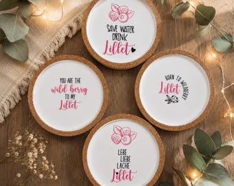 Sottobicchieri in sughero fatti a mano | Set di sottobicchieri con vari design | Idea regalo per la decorazione della tavola | Sottobicchieri in ceramica