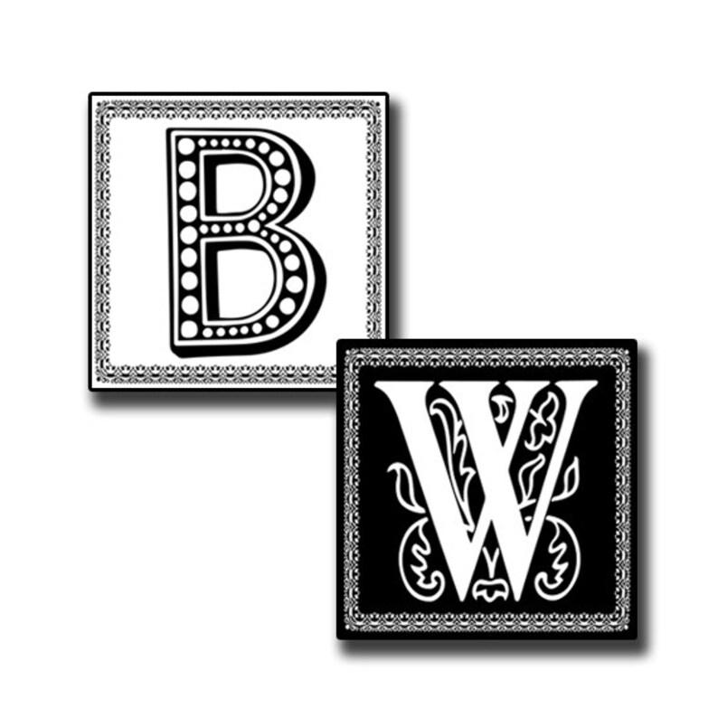Alphabet Letters Black and White 1 inch squares Clip Art Etsy