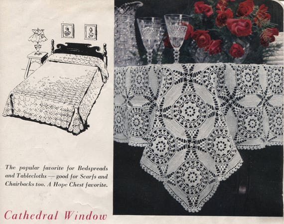 Crochet Pattern Bedspread Tablecloth Dresser Scarf