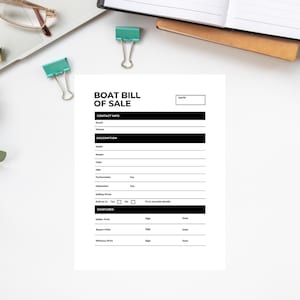 Instant Download: Boat Bill of Sale Template - Customizable, Easy-to-Use, Digital PDF for Quick Transactions