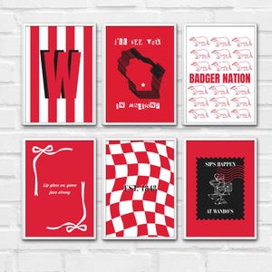Universität von Wisconsin Madison ART PRINT druckbare Kunst • Dachs Dekor • Est. 1848 • Rot & Weiß College Poster • Digital Download