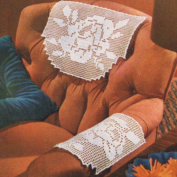 Pattern Crochet Chair Set Filet Rose Graph