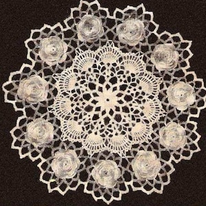 Crochet Rose  Doily Pattern , Make Flower Motif Doilies Pattern