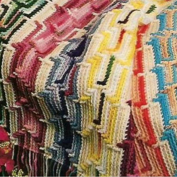 Scrap Pattern, Southwest Blanket, Yarn Crochet Afghan Pattern