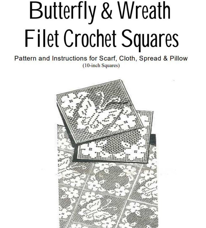 Bedspread Crochet Filet Butterfly Squares