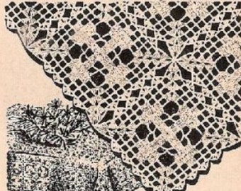 Pdf Crochet, Cross Pattern Filet Square Tablecloth, Motif Tablecloths