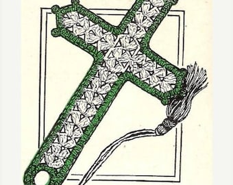 Vintage Bible Crochet Cross Pattern-holiday gift card book marker