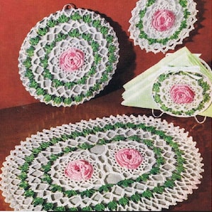 Crochet Rose Oval Mats