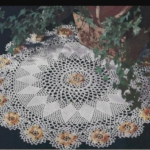 Doily Pattern Ivy Flower, Rose Crochet Doily 50s