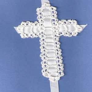 Crochet Pattern Bible Lace Bookmark, Ribbon Cross Page Pattern Marker