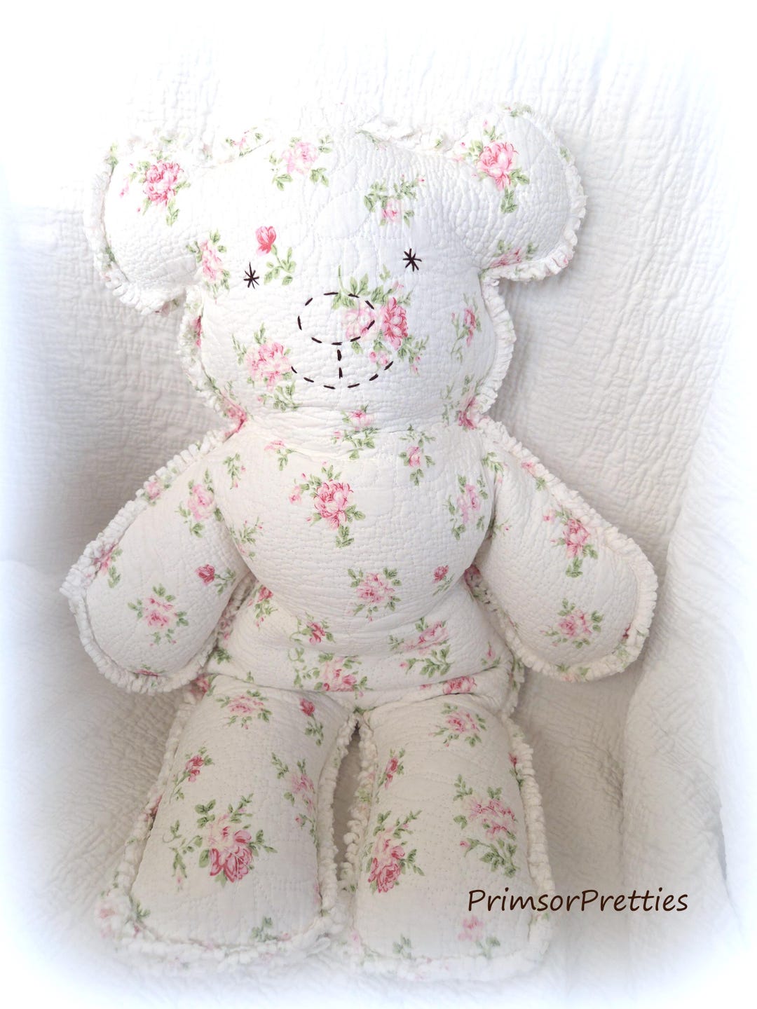 Hull Stress Bear, Cottage Roses Rag Edge Bear, PTSD, ANXIETY, GRIEF - Etsy