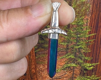 Rainbow Aura Blade Sterling Silver Swords of Stone Pendant SOS2002 Take Up The Sword, Cut Through All The Darkness In Your Life