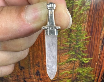 Rose Quartz Blade in a Sterling Silver Swords of Stone Pendant SOS2007 Take Up The Sword, Cut Through All The Darkness In Your Life