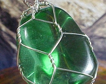 Gaia Stone Sterling Silver Wire Art Pendant Great An Ally To Assist with Release and Rebirth