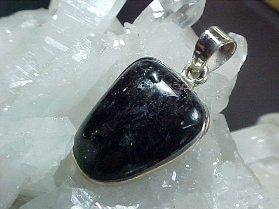 Nuummite Sterling Silver Open Back Pendant Great for Shamanic - Etsy